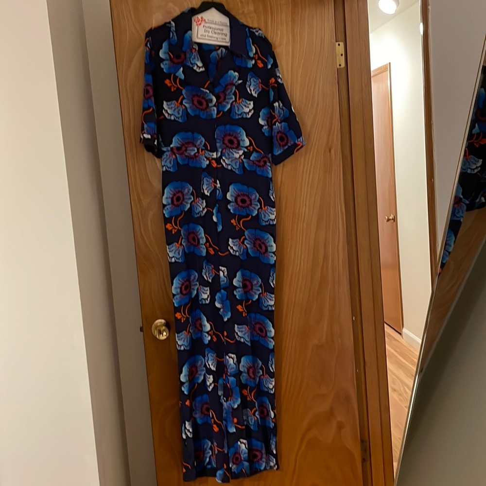 Blue floral silk jumper, Tucker size M